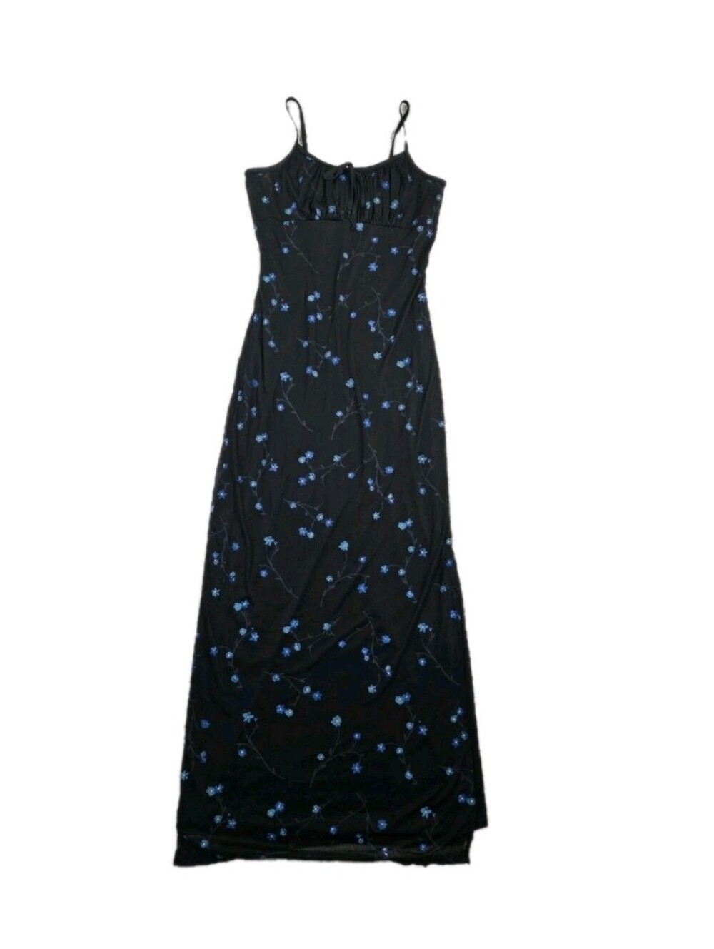 Vintage Candy Rocket Milkmaid Maxi Slip Dress Black Floral Fairy Whimsigoth Glam